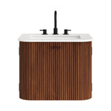 Paloma 24" Wall-Mount Bathroom Vanity with Marble Sink in Walnut
