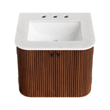 Paloma 24" Wall-Mount Bathroom Vanity with Marble Sink in Walnut
