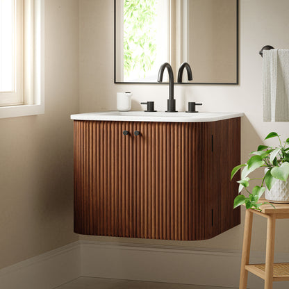 Zia 24" Wall-Mount Bathroom Vanity with Marble Sink by Furniture For America