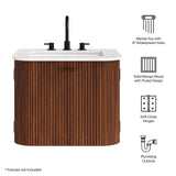 Paloma 24" Wall-Mount Bathroom Vanity with Marble Sink in Walnut