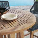 Camden 3-Piece Outdoor Patio Teak Wood Bar Set in Blue Graphite