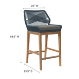 Camden 3-Piece Outdoor Patio Teak Wood Bar Set in Blue Graphite