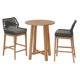 Camden 3-Piece Outdoor Patio Teak Wood Bar Set in Gray Graphite