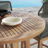 Camden 3-Piece Outdoor Patio Teak Wood Bar Set in Gray Graphite
