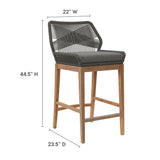 Camden 3-Piece Outdoor Patio Teak Wood Bar Set in Gray Graphite