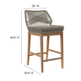 Camden 3-Piece Outdoor Patio Teak Wood Bar Set in Light Gray Greige