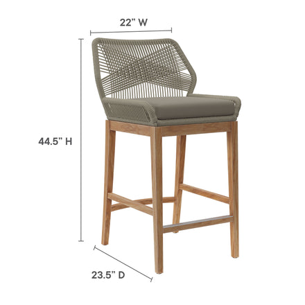 Wellspring 3-Piece Outdoor Patio Teak Wood Bar Set in Light Gray Greige