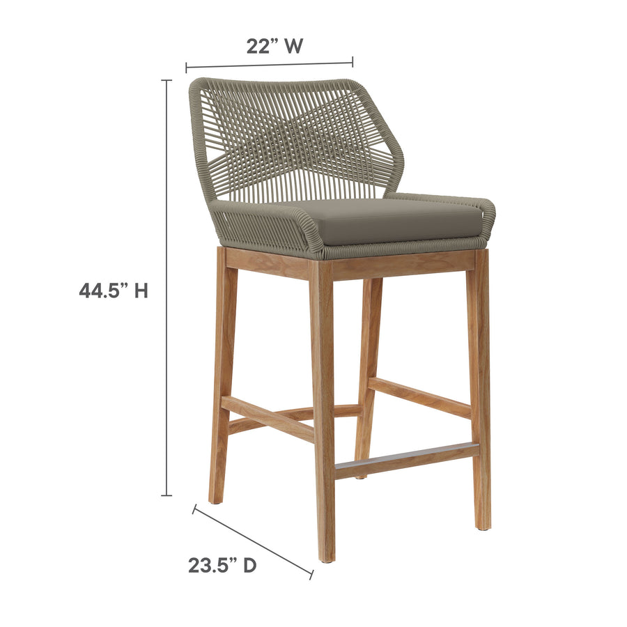 Camden 3-Piece Outdoor Patio Teak Wood Bar Set in Light Gray Greige