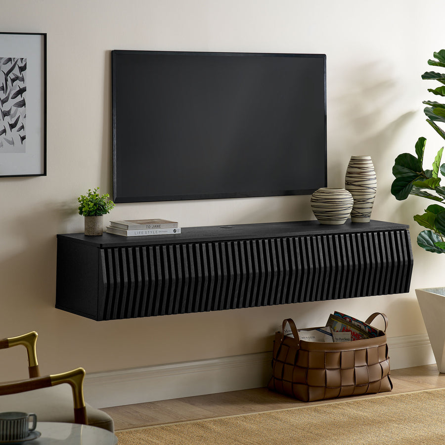 Fleur 64" Wall Mount TV Stand in Black