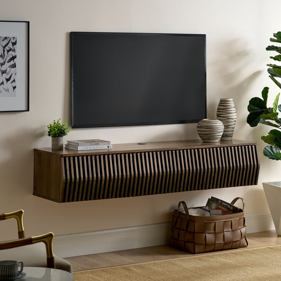 Fleur 64" Wall Mount TV Stand in Walnut