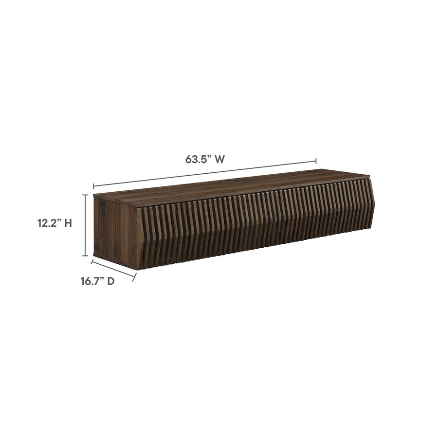 Fleur 64" Wall Mount TV Stand in Walnut