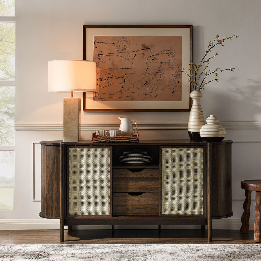 Hesper 63" Curved Sideboard in Walnut