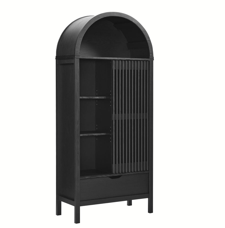 Fleur 71" Arched Storage Display Cabinet in Black