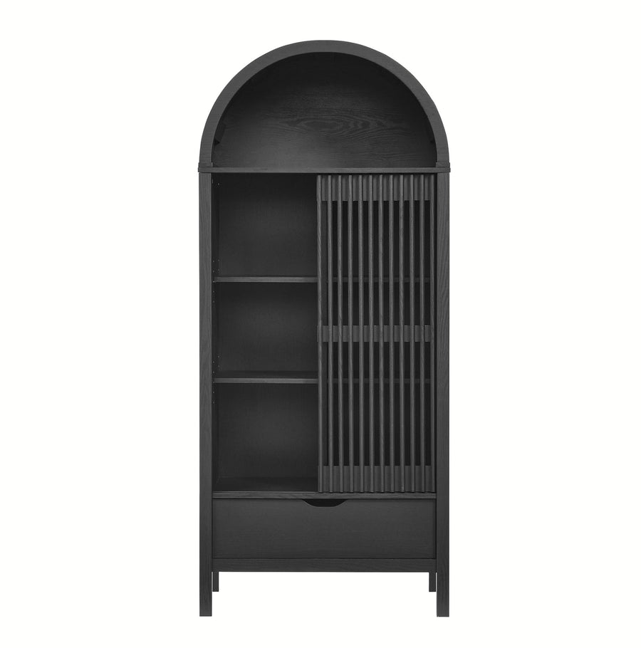 Fleur 71" Arched Storage Display Cabinet in Black