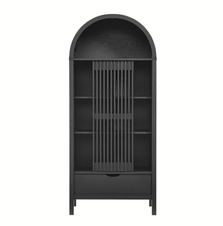 Vaughn 71" Arched Storage Display Cabinet in Black