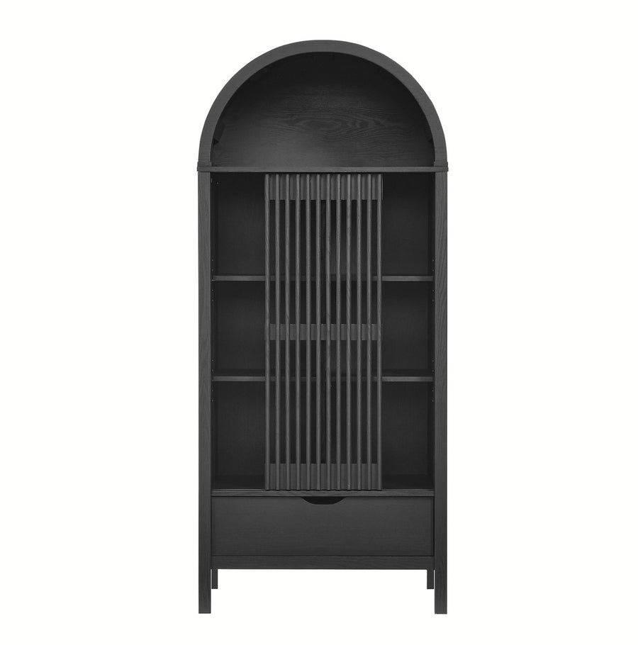 Fleur 71" Arched Storage Display Cabinet in Black