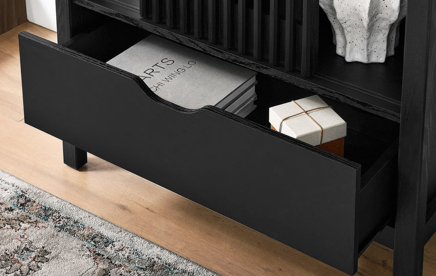 Fleur 71" Arched Storage Display Cabinet in Black