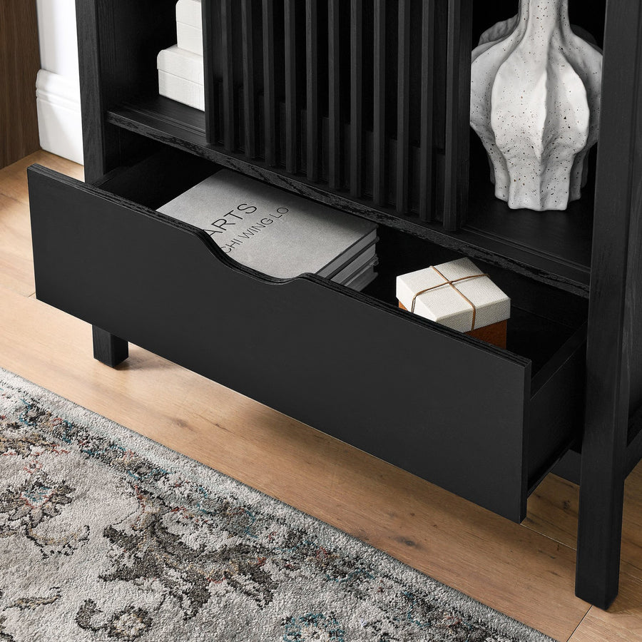 Fleur 71" Arched Storage Display Cabinet in Black