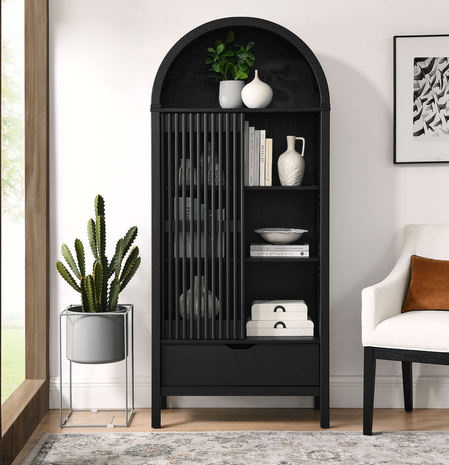 Fleur 71" Arched Storage Display Cabinet in Black