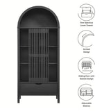 Fleur 71" Arched Storage Display Cabinet in Black