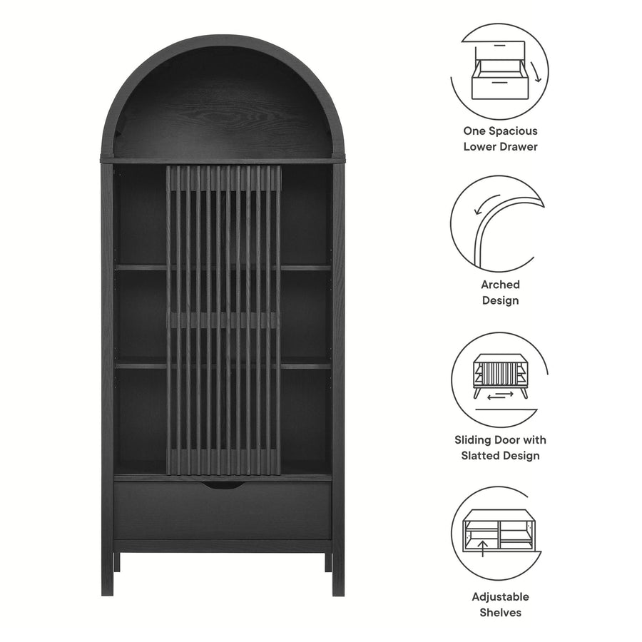 Fleur 71" Arched Storage Display Cabinet in Black