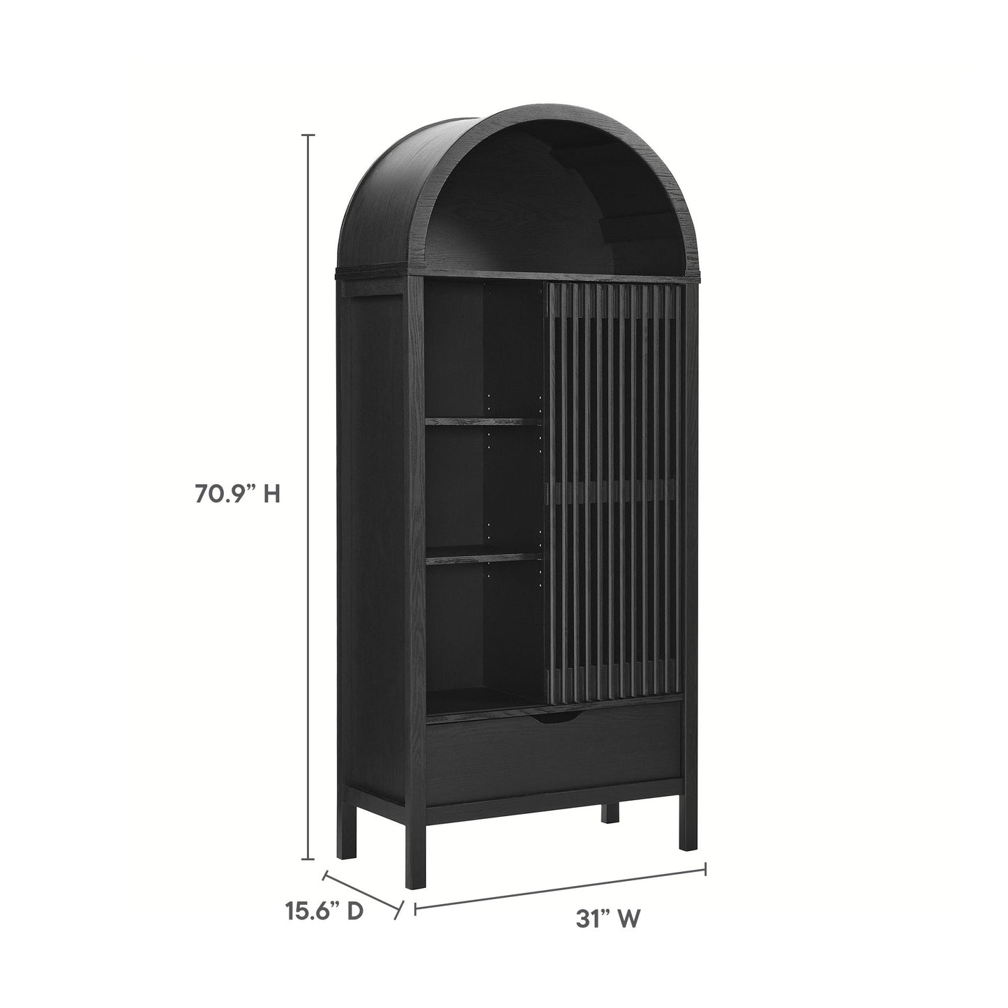 Vaughn 71" Arched Storage Display Cabinet by Furniture For America