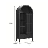 Fleur 71" Arched Storage Display Cabinet in Black