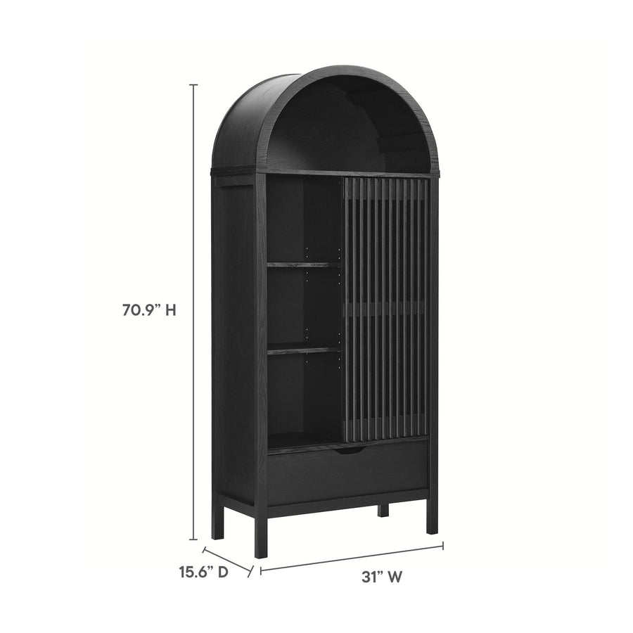 Fleur 71" Arched Storage Display Cabinet in Black