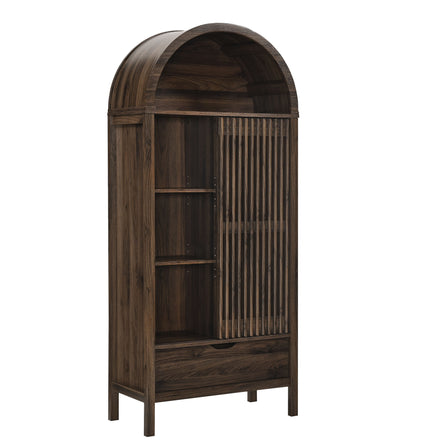 Vaughn 71" Arched Storage Display Cabinet in Walnut