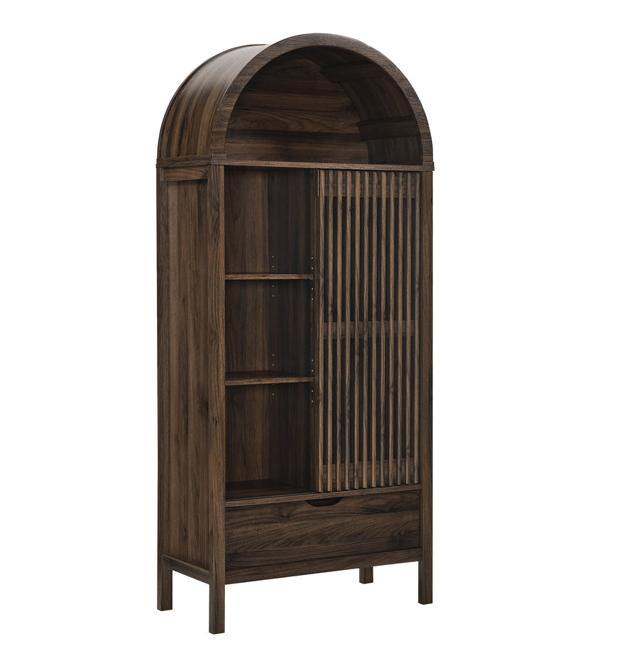 Fleur 71" Arched Storage Display Cabinet in Walnut
