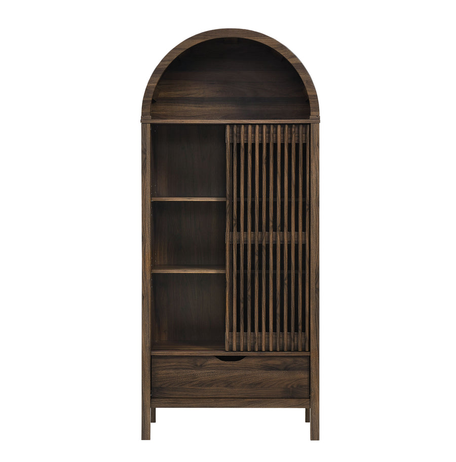 Fleur 71" Arched Storage Display Cabinet in Walnut