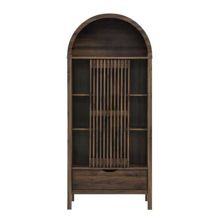 Vaughn 71" Arched Storage Display Cabinet in Walnut
