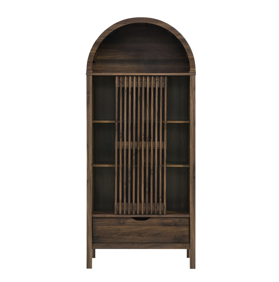 Fleur 71" Arched Storage Display Cabinet in Walnut