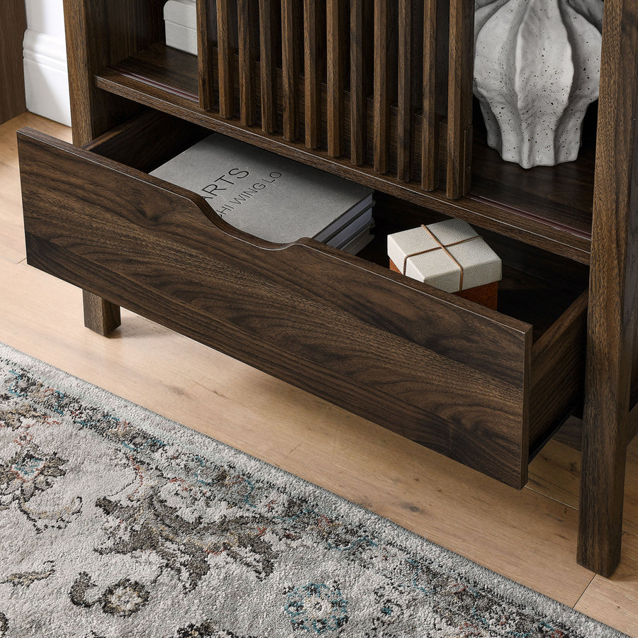 Fleur 71" Arched Storage Display Cabinet in Walnut