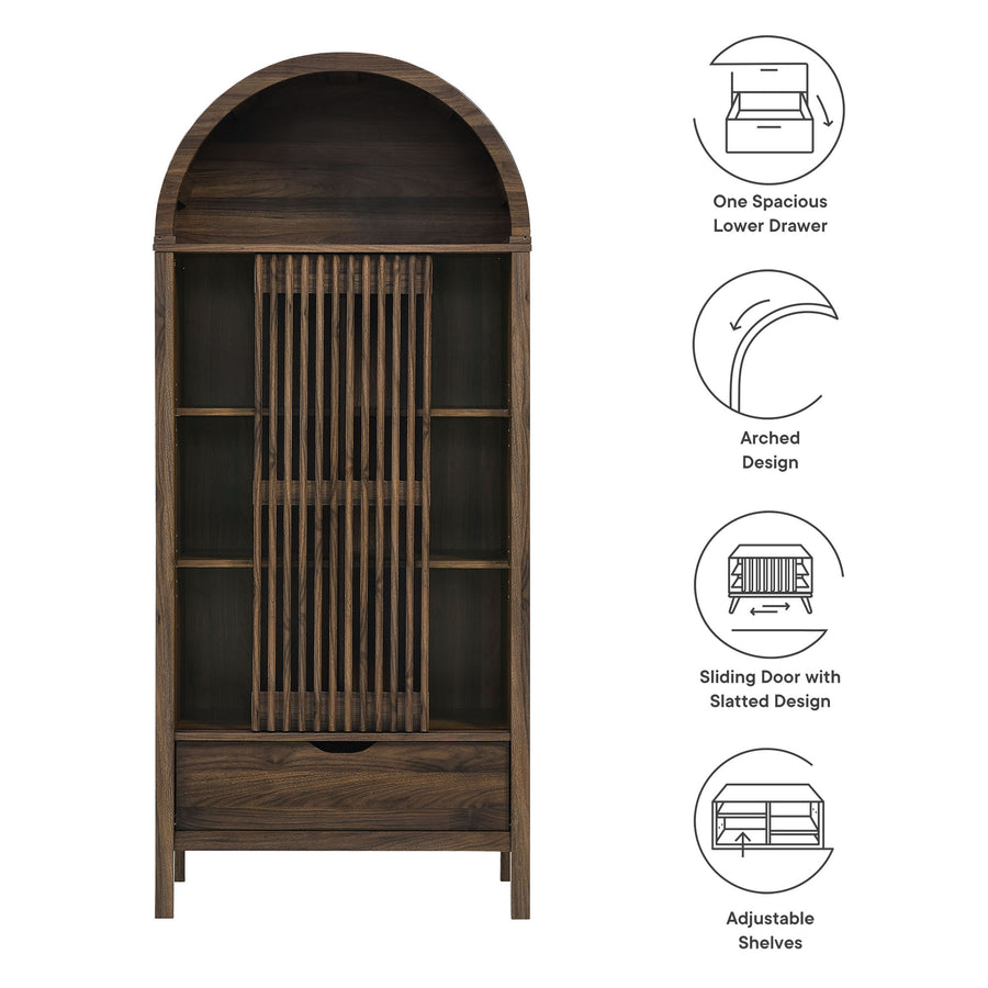 Fleur 71" Arched Storage Display Cabinet in Walnut