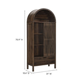 Fleur 71" Arched Storage Display Cabinet in Walnut