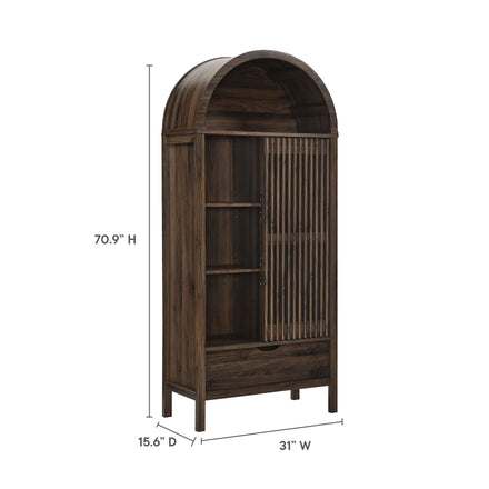 Vaughn 71" Arched Storage Display Cabinet in Walnut
