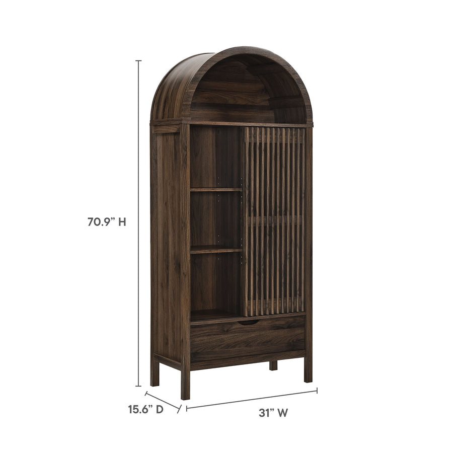 Fleur 71" Arched Storage Display Cabinet in Walnut