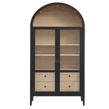 Percale 74" Tall Wide Arched Storage Display Cabinet in Black Oak