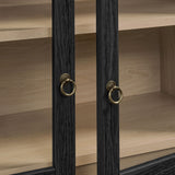 Percale 74" Tall Wide Arched Storage Display Cabinet in Black Oak