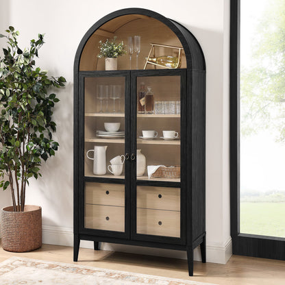 Nolan 74" Tall Wide Arched Storage Display Cabinet by Furniture For America