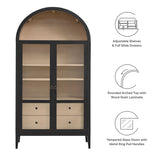 Percale 74" Tall Wide Arched Storage Display Cabinet in Black Oak