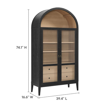 Nolan 74" Tall Wide Arched Storage Display Cabinet by Furniture For America