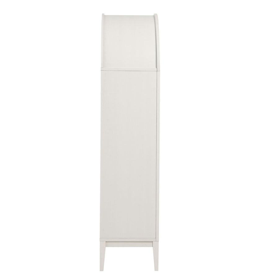 Percale 74" Tall Wide Arched Storage Display Cabinet in Ivory Oak