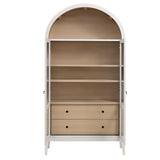 Percale 74" Tall Wide Arched Storage Display Cabinet in Ivory Oak