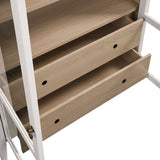 Percale 74" Tall Wide Arched Storage Display Cabinet in Ivory Oak