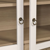 Percale 74" Tall Wide Arched Storage Display Cabinet in Ivory Oak