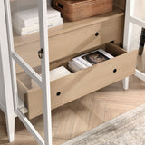 Percale 74" Tall Wide Arched Storage Display Cabinet in Ivory Oak