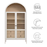 Percale 74" Tall Wide Arched Storage Display Cabinet in Ivory Oak