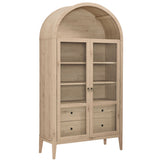 Percale 74" Tall Wide Arched Storage Display Cabinet in Light Oak
